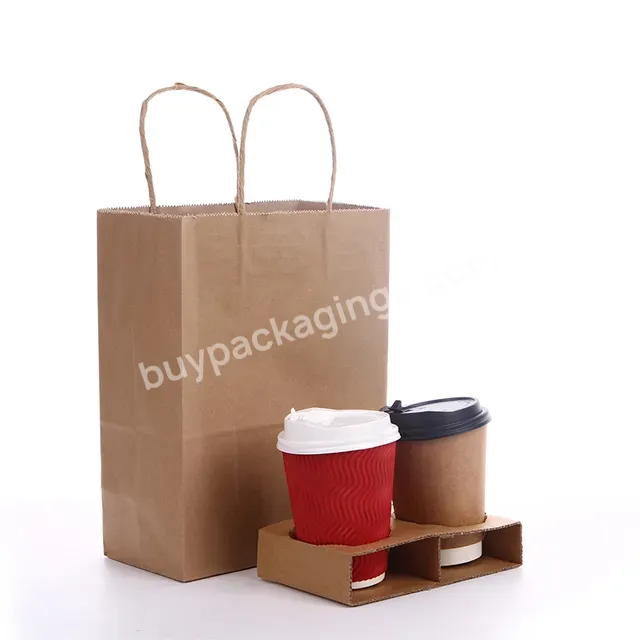 Custom Paper Kraft Your Own Logo Handle Gift Shopping Craft Paper Bags With Ribbon Handles