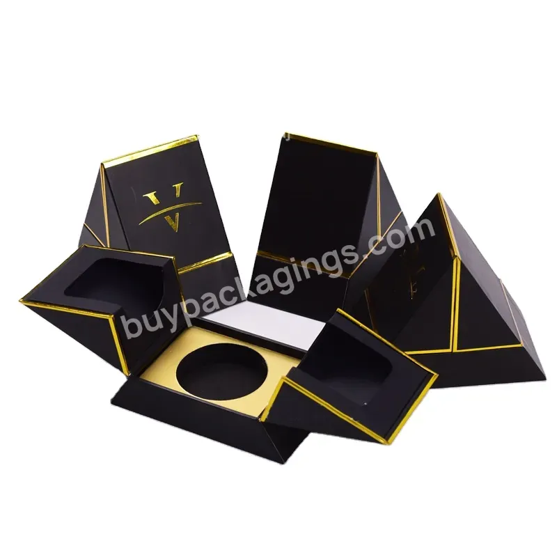Custom Paper Perfume /spicewood /oil/cream/packaging Box Luxury Black Triangle Cardboard Box