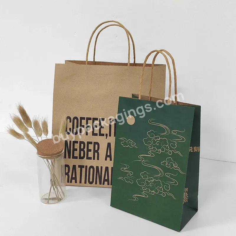 Custom Paper Shopping Bag With Own Logo Food Paper Bag With Handle Take Away Bag