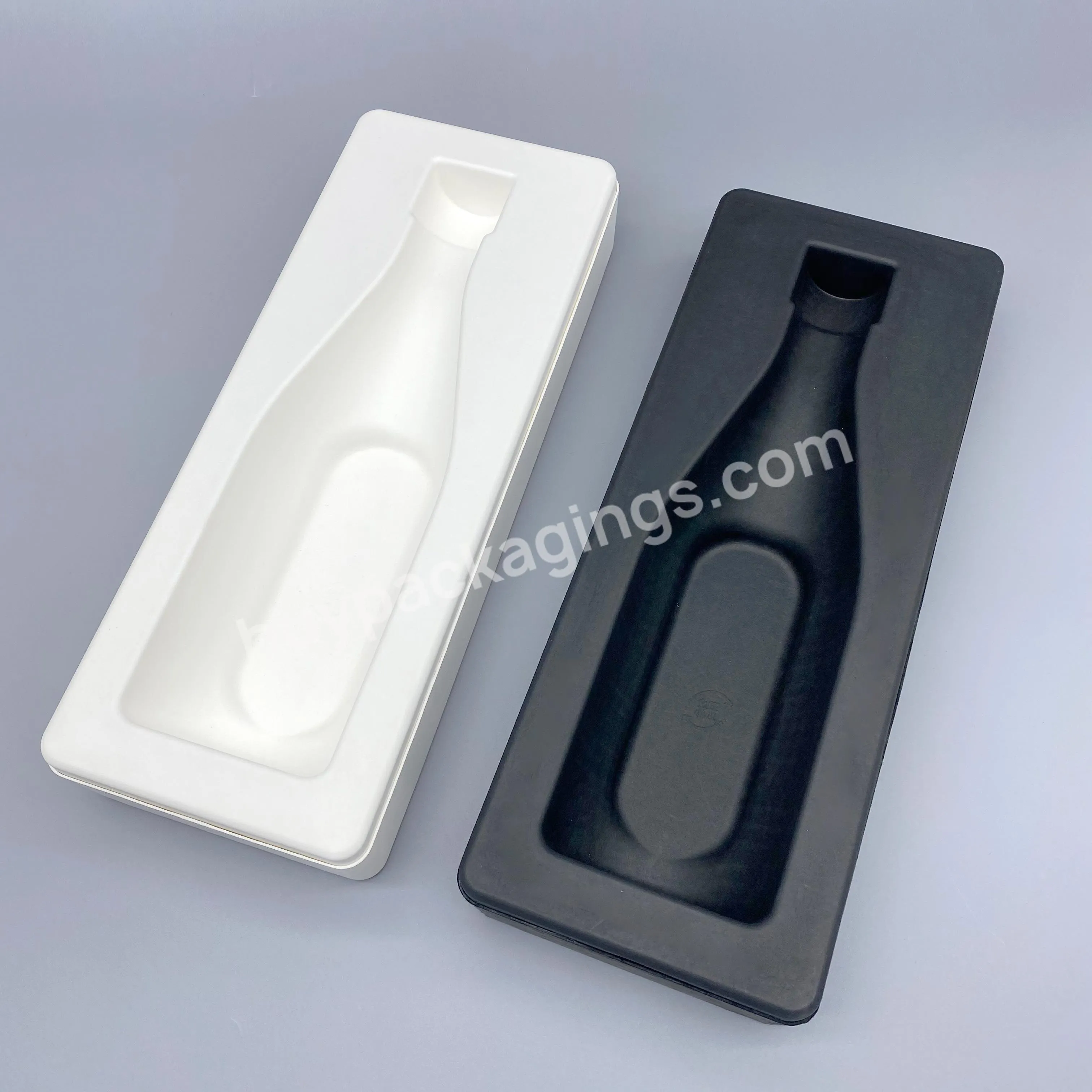 Custom Paper White Bagasse Molding Molded Pulp Single Glass Wine Bottle Packing Box Tray Packaging