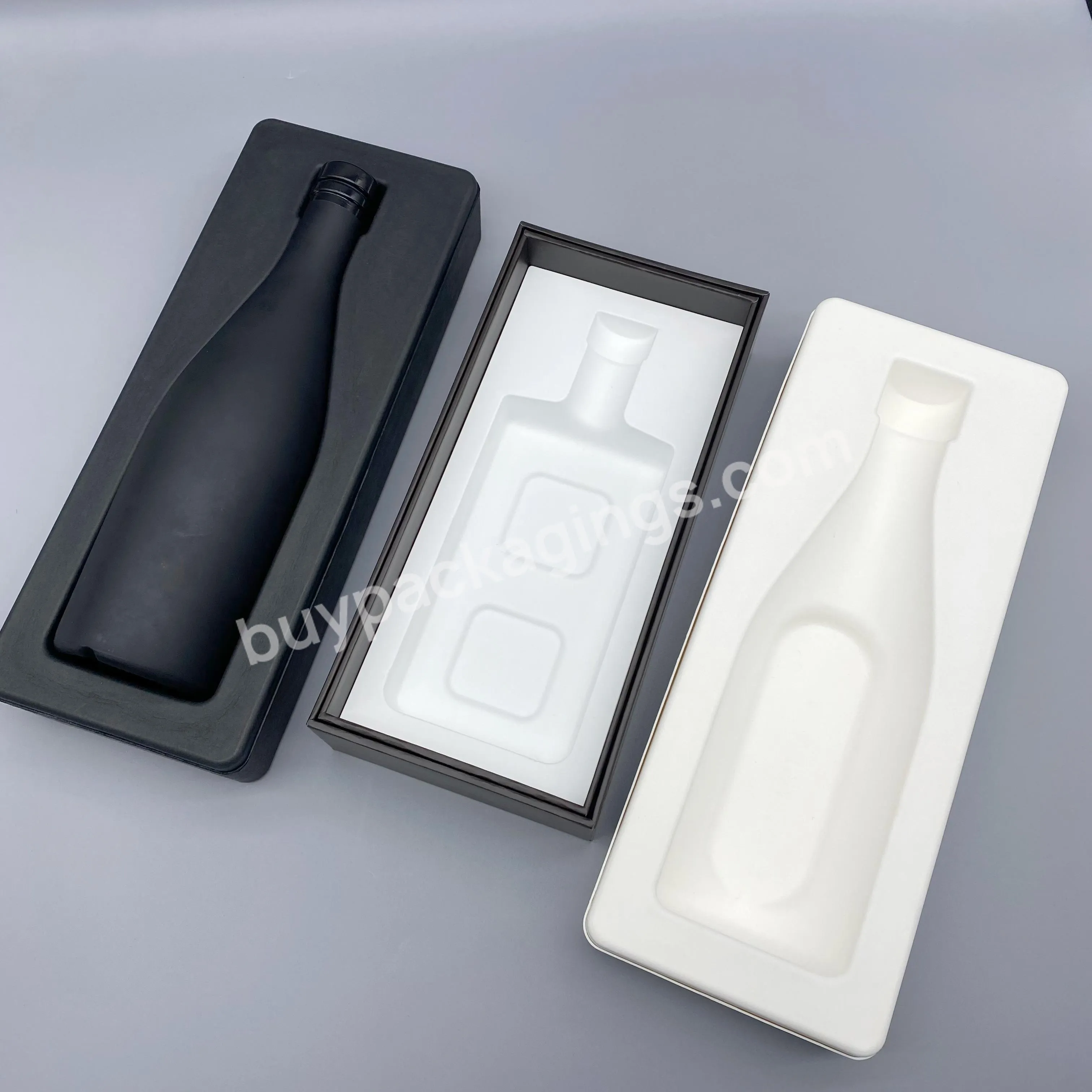 Custom Paper White Bagasse Molding Molded Pulp Single Glass Wine Bottle Packing Box Tray Packaging