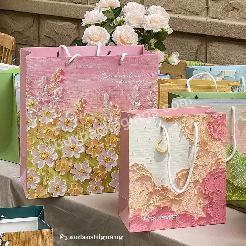 Custom Pattern Recycled New Design Foldable Drawstring Luxury Gift Wedding Paper Shopping Bag