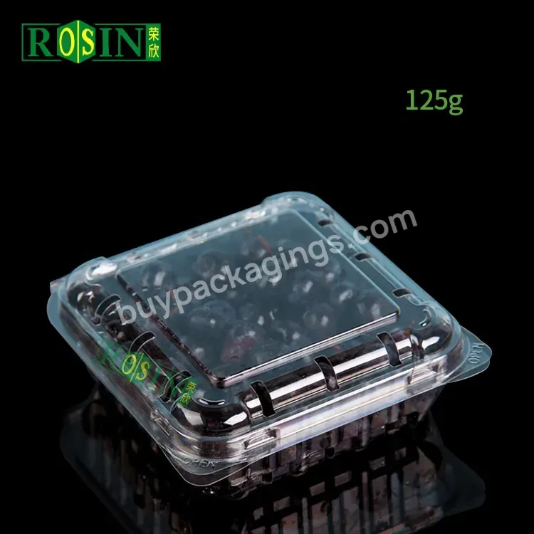 Custom Pet 125g 250g 500g Plastic Fruit Packaging Clear Box Fruit Berry Strawberry Clamshell Container With Holes