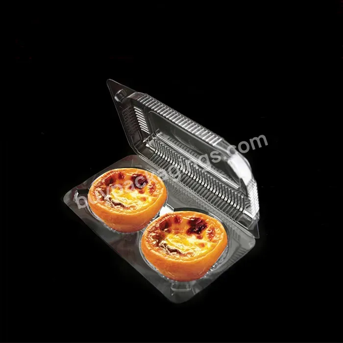 Custom Pet 2 Holes Plastic Clear Clamshell Cake Box / Cupcake Container / Bakery Boxes For Egg Tart