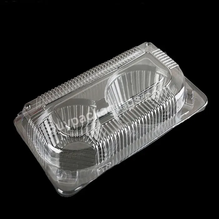 Custom Pet 2 Holes Plastic Clear Clamshell Cake Box / Cupcake Container / Bakery Boxes For Egg Tart