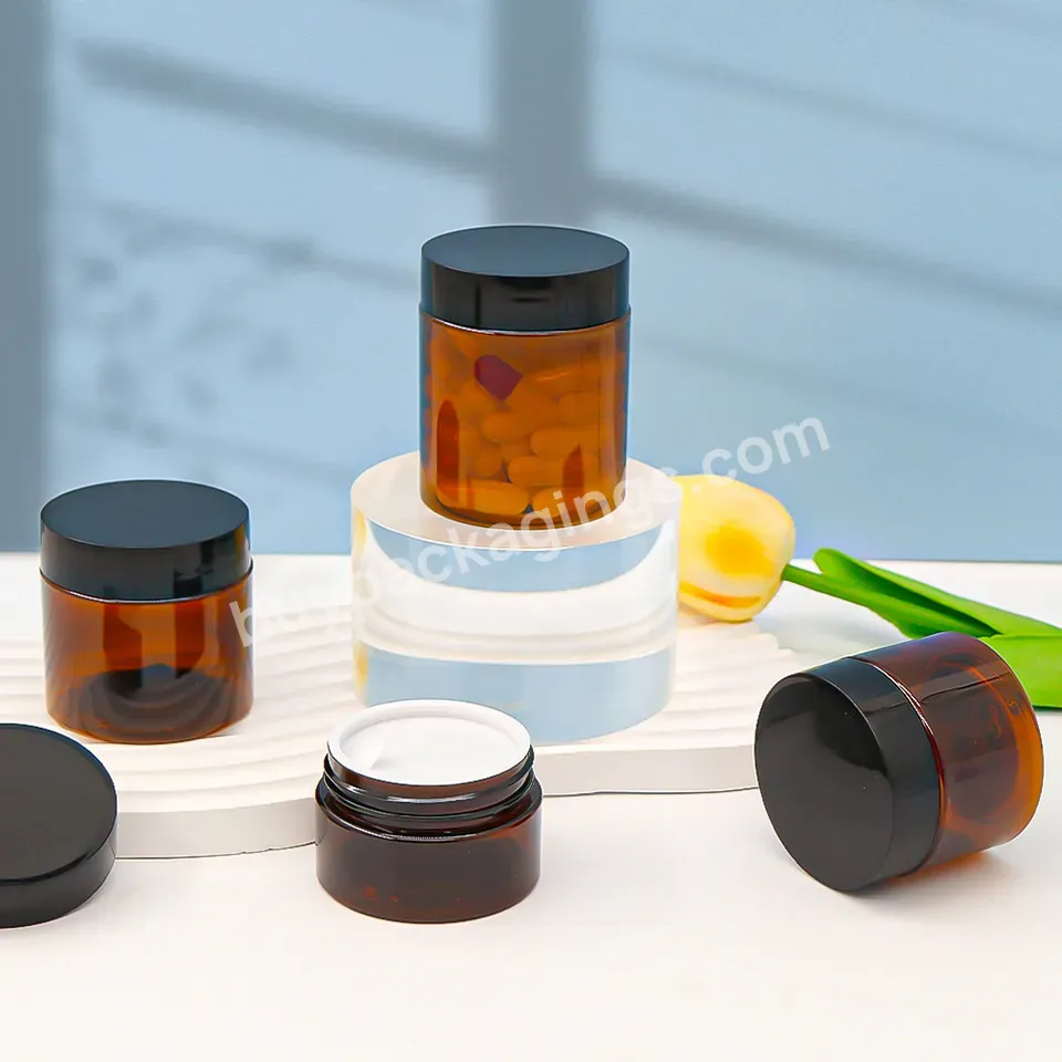 Custom Pet 200ml Plastic Amber Hair Wax Facial Cream Packaging Plastic Black Screw Cap Screw Cap