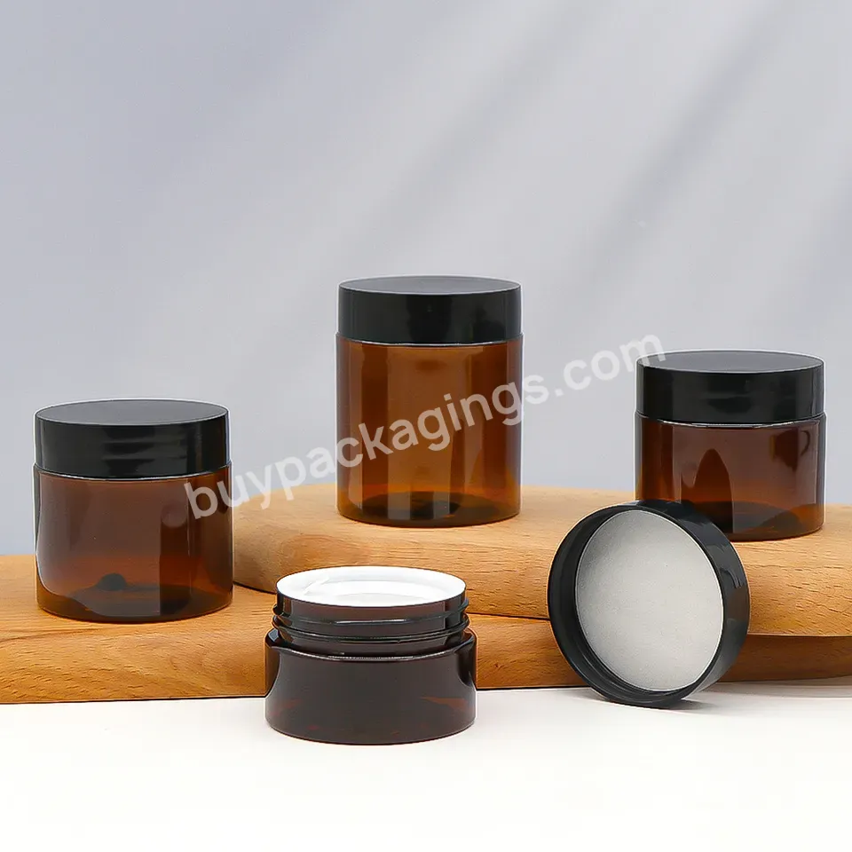 Custom Pet 200ml Plastic Amber Hair Wax Facial Cream Packaging Plastic Black Screw Cap Screw Cap