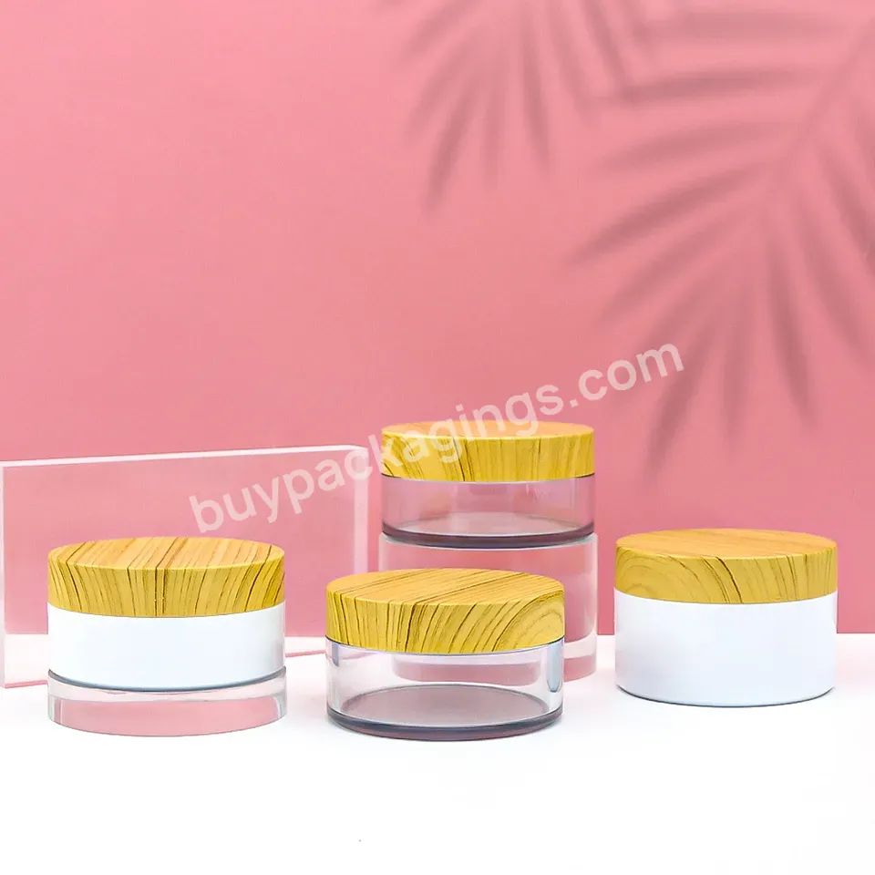 Custom Pet 30ml 50ml 80ml 100ml 120ml Skin Care Cosmetic Packaging Wood Grain Screw Cap Body Eye Cream Jar