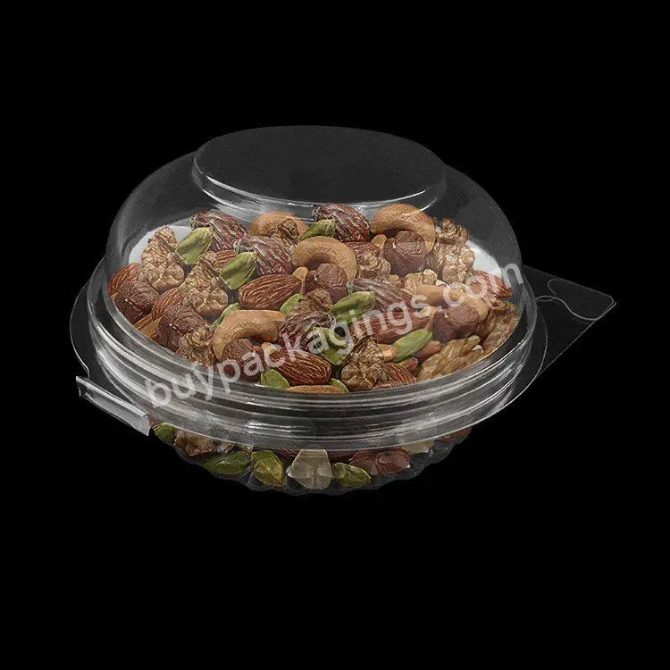 Custom Pet Blister Plastic 8oz Clear Clamshell Round Bowl For Dry Fruit Packaging Containers