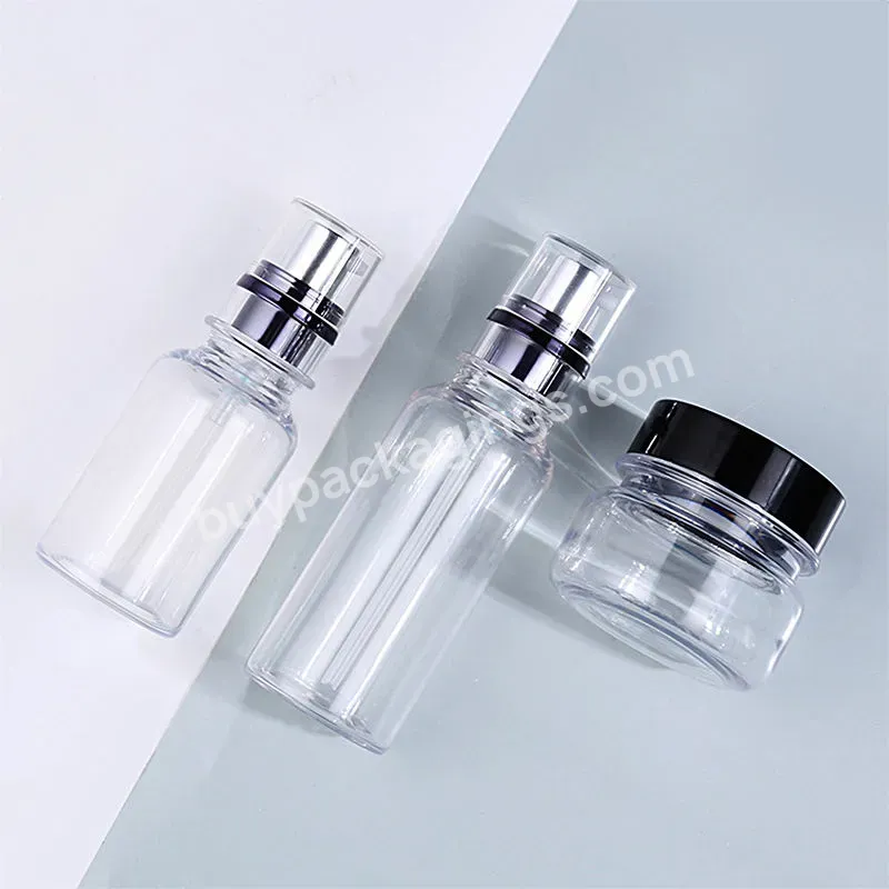 Custom Pet Transparent 50ml 80ml Skin Care Slik-screen Printing Body Cream Serum Lotion Pump Bottle