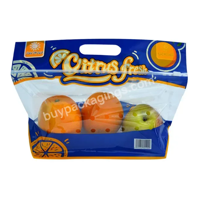 Custom Pet Transparent Zipper Food Packaging Supermarket Tote Bag Mango Fruit Protection Bag