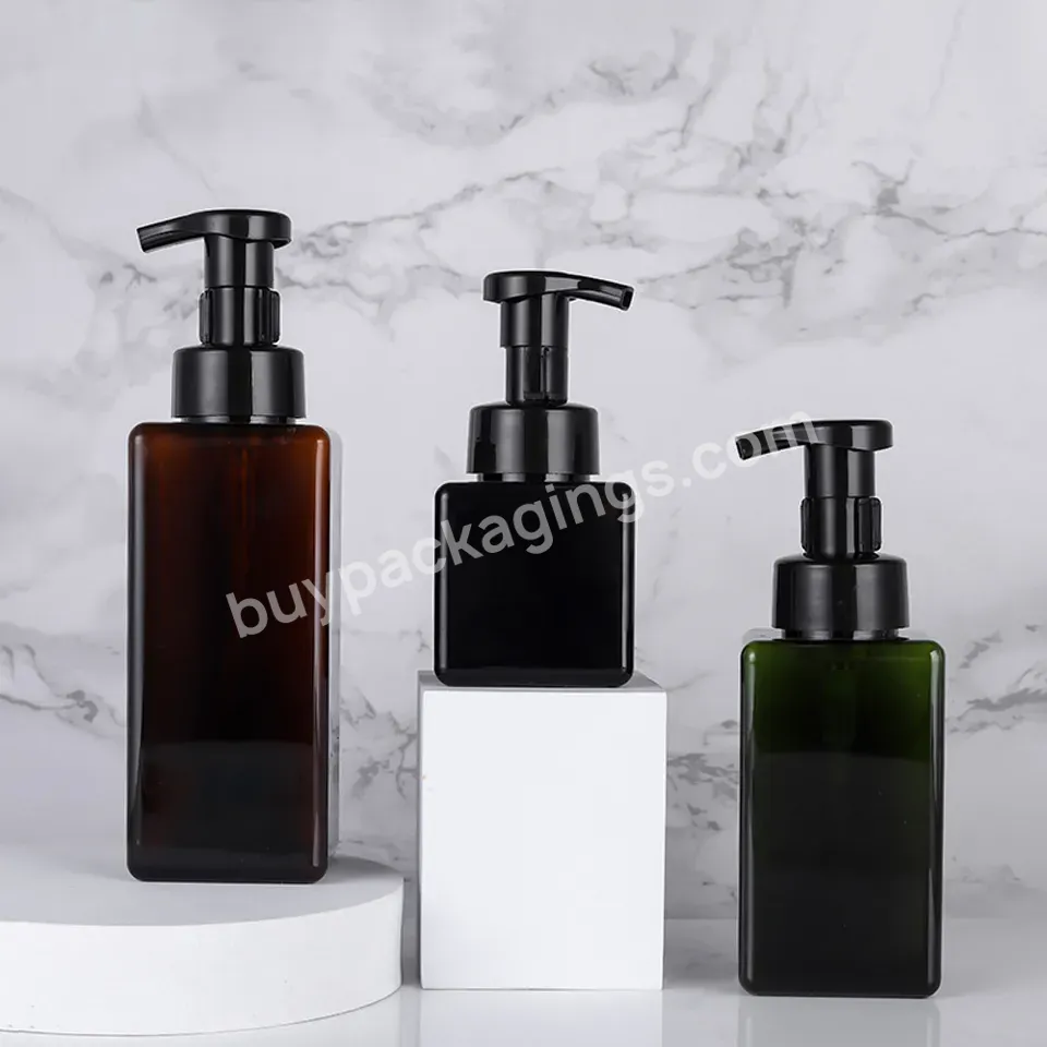 Custom Petg 250ml 450ml 650ml Black Square Plastic Liquid Soap Hand Wash Foam Pump Bottle