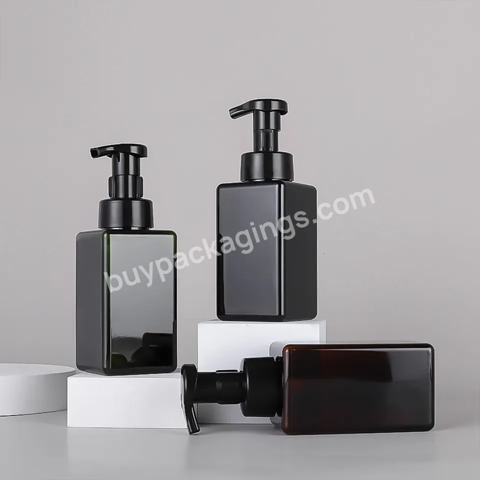 Custom Petg 250ml 450ml 650ml Black Square Plastic Liquid Soap Hand Wash Foam Pump Bottle