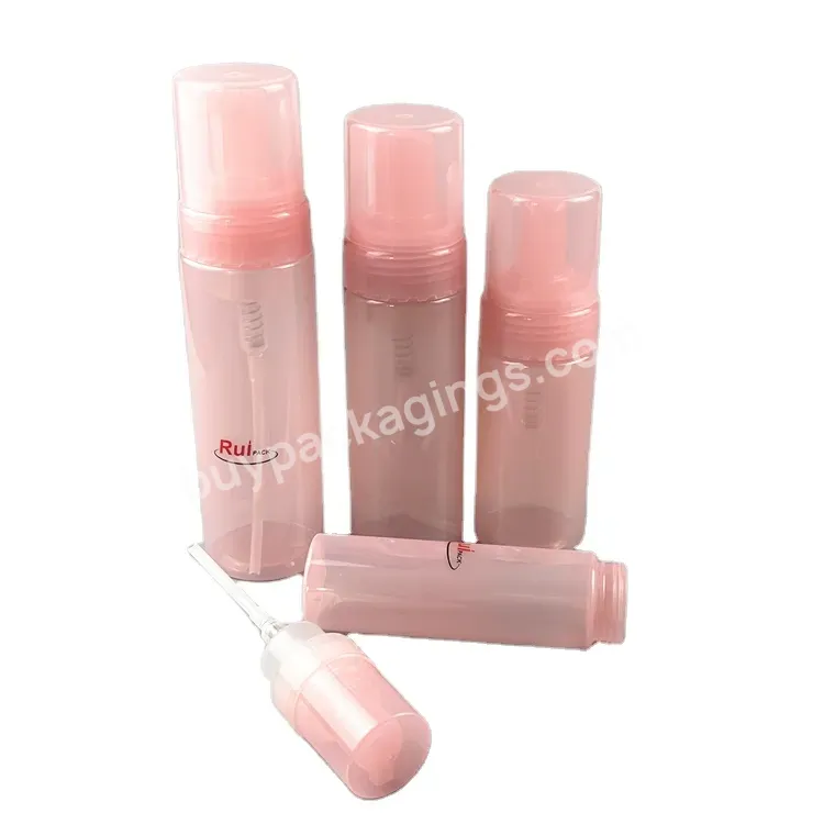 Custom Pink 150ml 200ml Pet Face Cleanser Liquid Foaming Mousse Pump Bottle Pink Foam Bottle