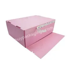 Custom Pink Folding Cardboard Adhesive Tape Peel Off Easy Open Corrugated Self Seal Tear Mail Postal Shipping Box