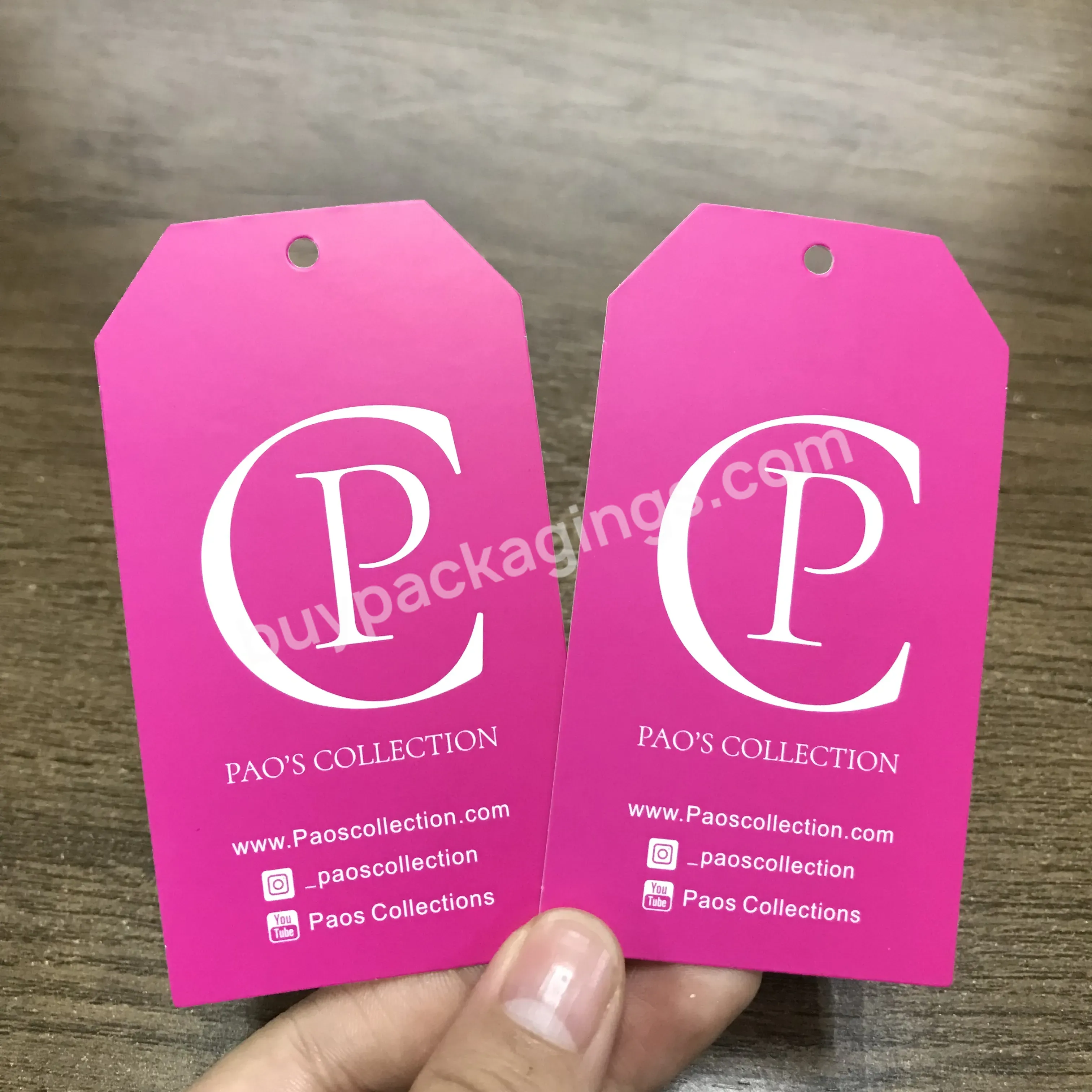 Custom Pink Hang Tag With Your Logo Garment Label Tag