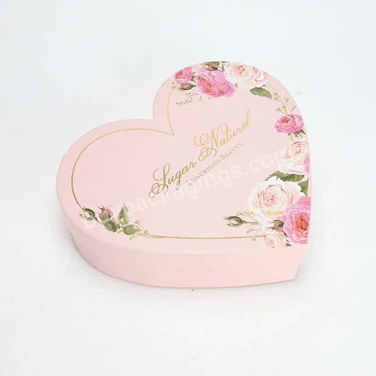 Custom Pink Heart Shaped Cardboard Rose Packaging Candy Packing Paper Gift Box With Clear Window