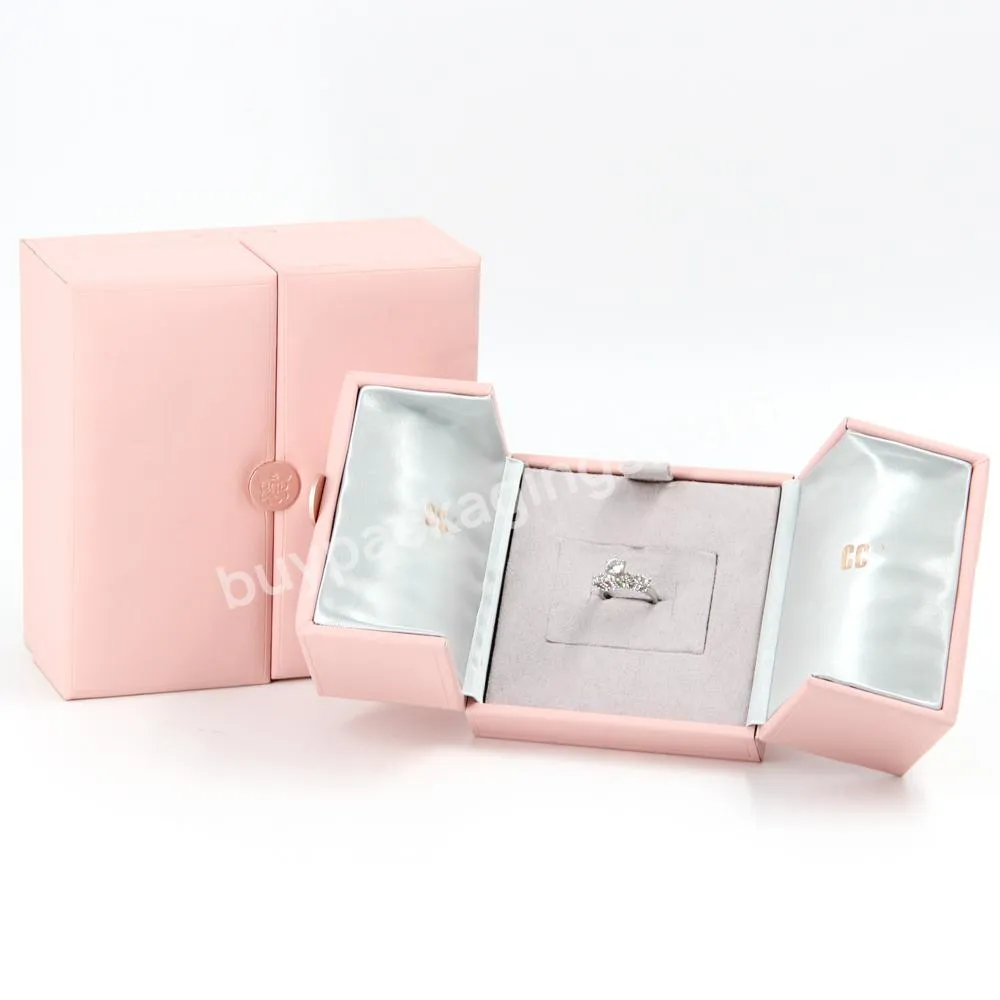 Custom Pink Portable Jewelry Dark Green Box Packaging Velvet Jewelry Boxes For Ring Necklace Packaging With Bag Luxury Gift Box