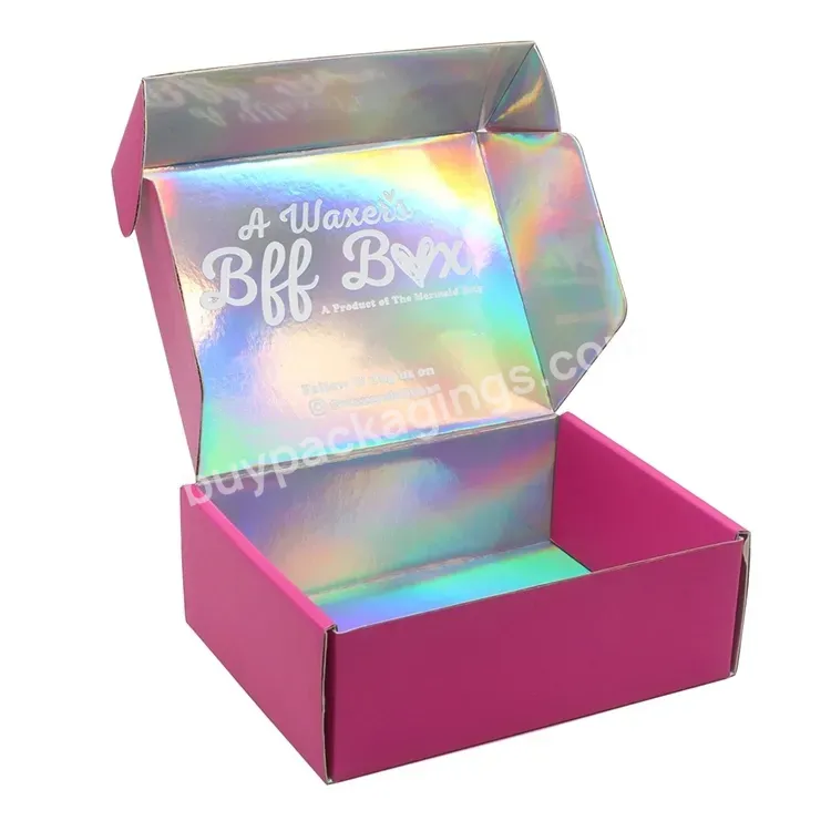 Custom Pink Press Hair Wig Boxes Clothing Make Up Lingerie Packaging Holographic Folding Luxury Box