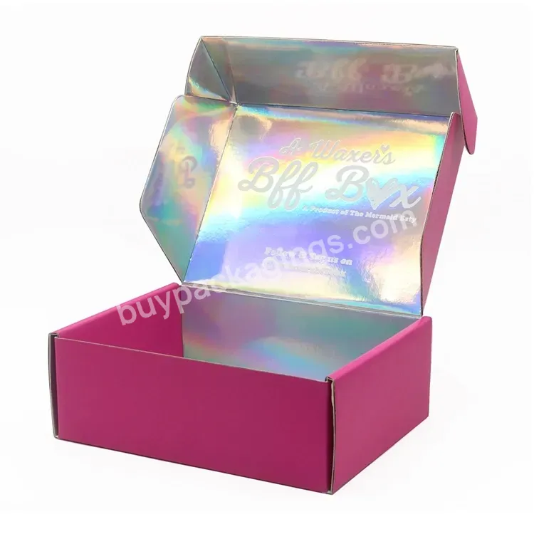 Custom Pink Press Hair Wig Boxes Clothing Make Up Lingerie Packaging Holographic Folding Luxury Box