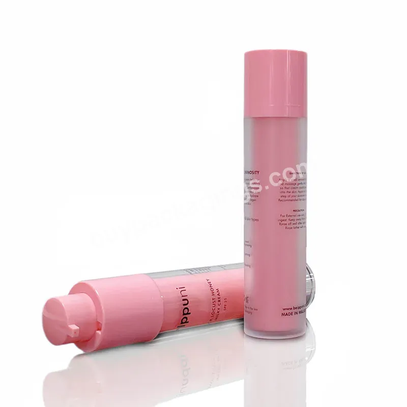 Custom Pink Refillable 15ml 30ml 50ml Serum Plastic Cosmetics Lotion Twist Rotary Airless Pump Bottle For Skincare With Pump