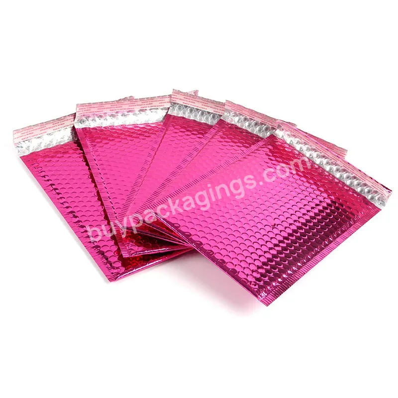 Custom Pink Shiny 6x10 4x8 Foil Packaging Bags Iridescent Mailing Padded Envelope Holographic Metallic Poly Bubble Mailer Holo