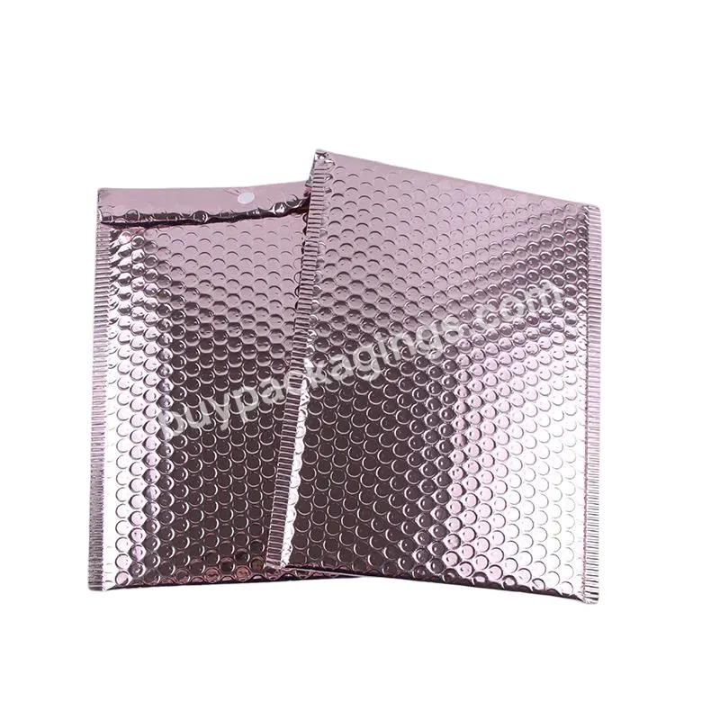 Custom Pink Shiny Foil Packaging Bags Iridescent Mailing Padded Envelope Holographic Metallic Poly Bubble Mailer Holo