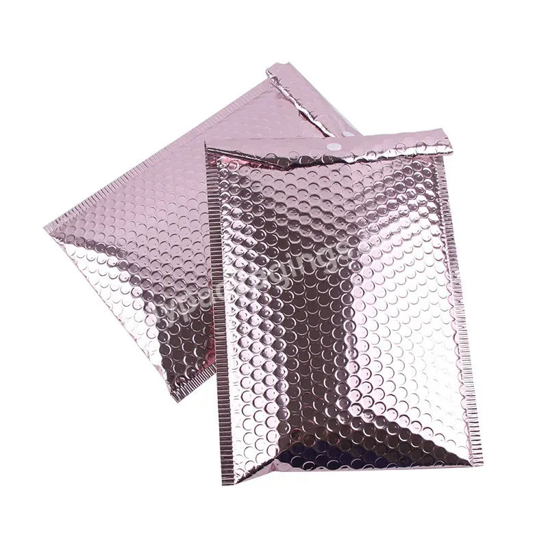 Custom Pink Shiny Foil Packaging Bags Iridescent Mailing Padded Envelope Holographic Metallic Poly Bubble Mailer Holo