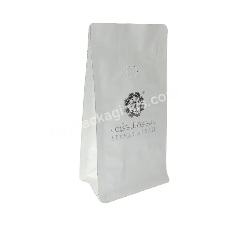 Custom Pla Biodegradable Side Gusset Flat Bottom 500g 1kg Coffee Bean Packaging Bag With Valve And Zipper Coffee Bag