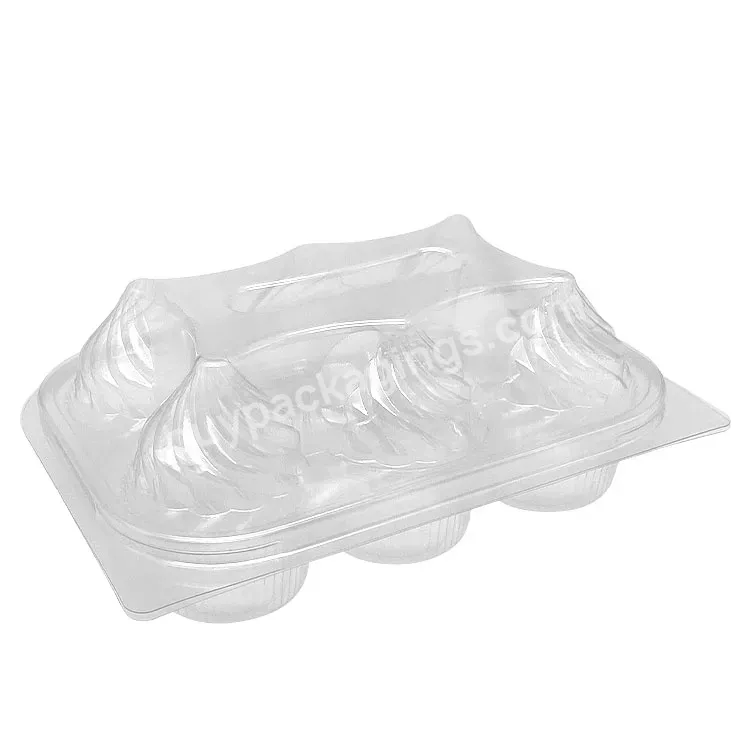 Custom Plastic 6 Hole Transparent Cupcake Mold Disposaple Pet Cupcake Container With Clamshell Lid