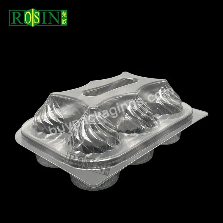 Custom Plastic 6 Hole Transparent Cupcake Mold Disposaple Pet Cupcake Container With Clamshell Lid