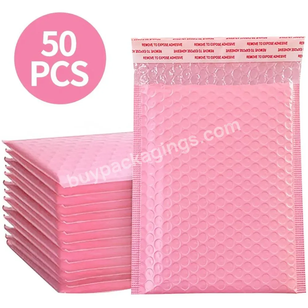 Custom Plastic Bags Strong Self Adhesive Bubble Mailing Bags Pink Bubble Mailer 12x15in Poly Shipping Courier Pink Perfect Print