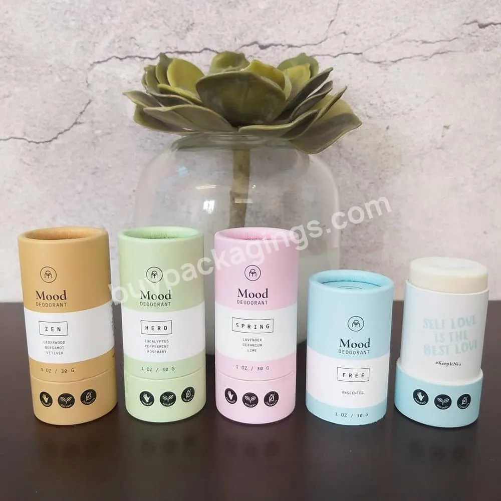 Custom Plastic-free Eco Friendly Lip Balm Container Tube Push Up Deodorant Packaging Carton 100% Biodegradable Paper Tubes