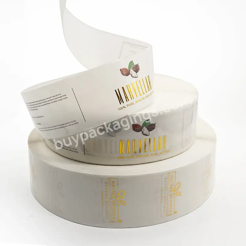 Custom Plastic Glossy Gold Foil Logo Sticker Print Cosmetic Waterproof Labels For Pet Lotion Bottle