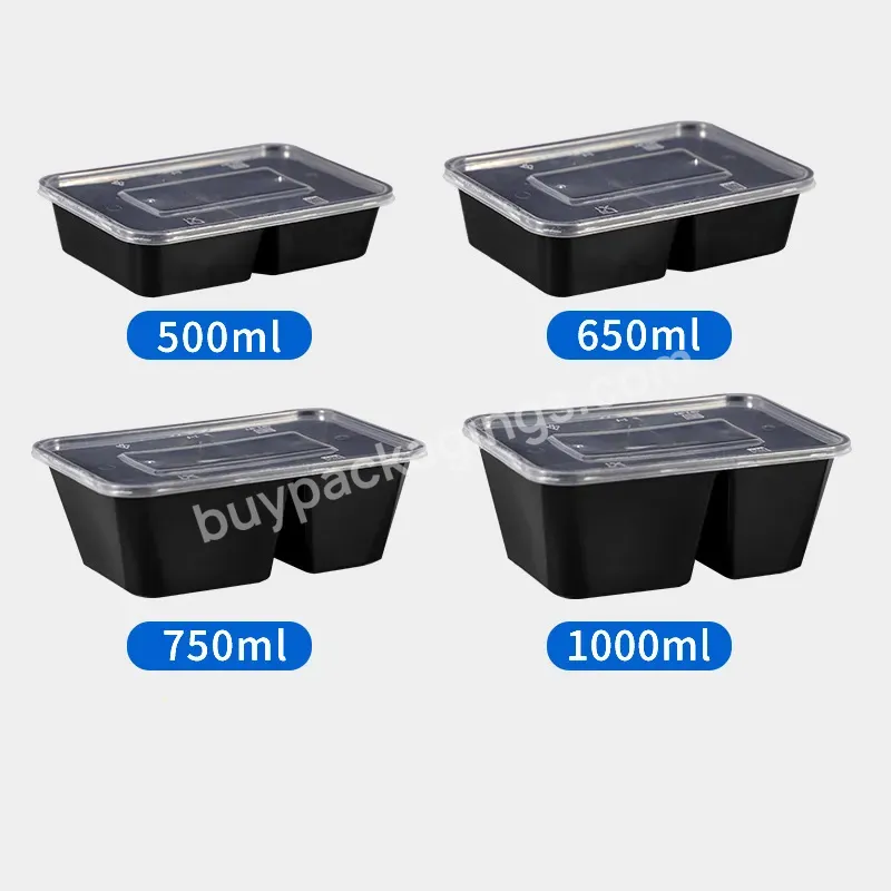 Custom Plastic Lunch Box Eco Biodegradable Disposable 2 Compartment Food Container Wholesale Disposable Takeaway Lunch Box