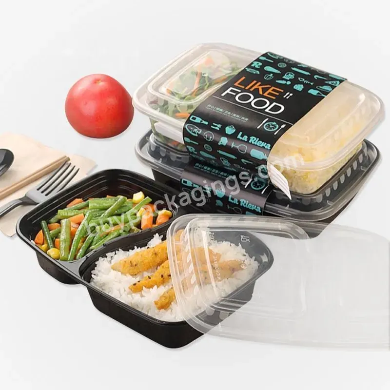 Custom Plastic Office Microwave Safe 2 Compartment Take Away Disposable Bento Lunch Box