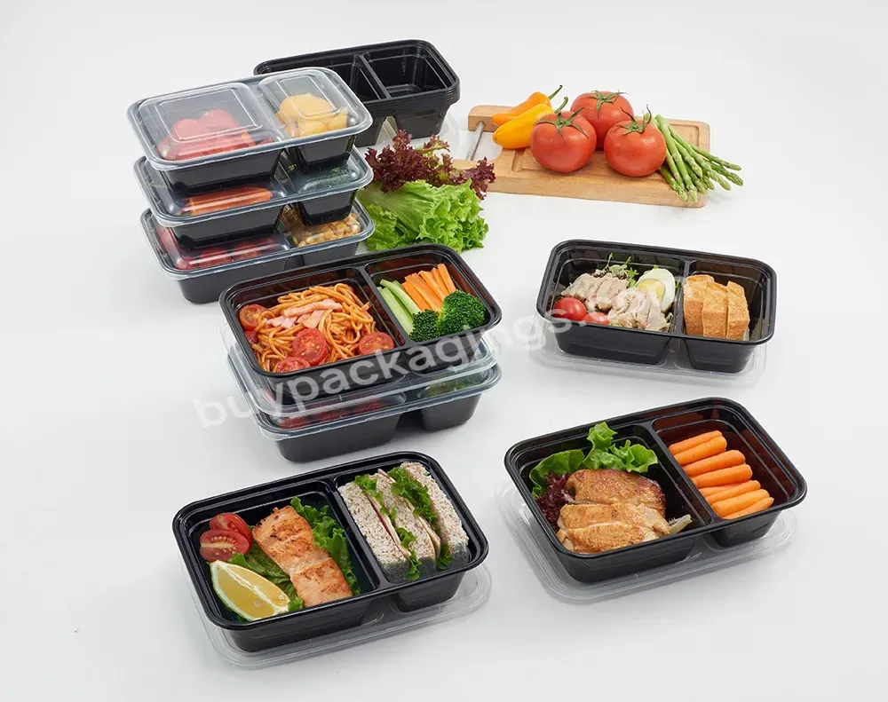 Custom Plastic Office Microwave Safe 2 Compartment Take Away Disposable Bento Lunch Box