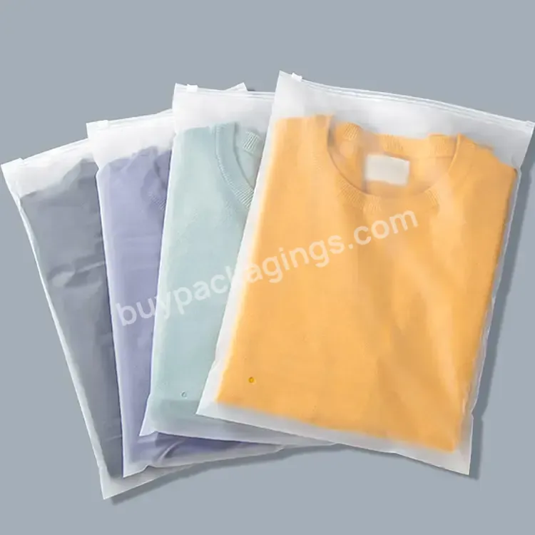 Custom Plastic Packaging Bags For Clothing Cosmetic Frosted Zipper Bags Garment Transparent Zip Lock Eco Friendly Logo Printing