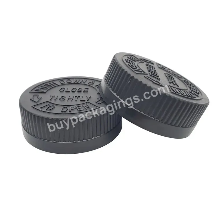 Custom Plastic Pp Black 38mm Neck Medical Screw Bottles Lid/ 38mm Child Proof Pill Bottles Cover Lids