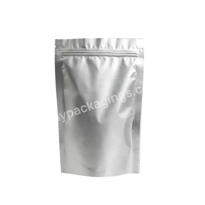 Custom Plastic Print Aluminum Foil Stand Up Barrier Ziplock Bag Zipper Lock Silver Pouch Food Package Bags