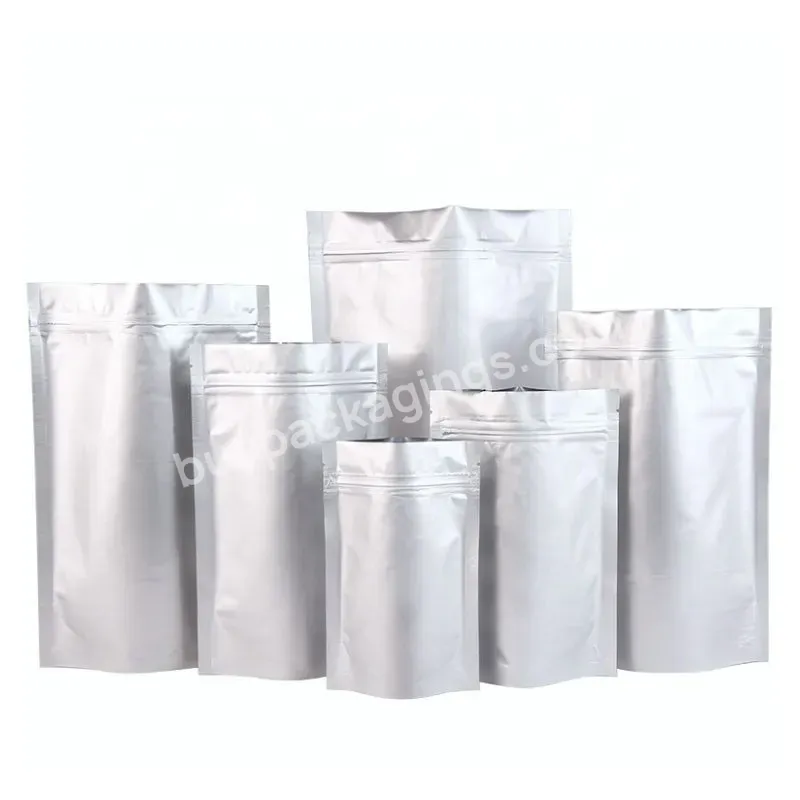 Custom Plastic Print Aluminum Foil Stand Up Barrier Ziplock Bag Zipper Lock Silver Pouch Food Package Bags
