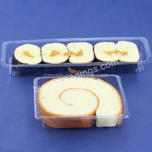 Custom Plastic Transparent White Swiss Roll Cake Container Portable Cake Swiss Roll Insert Boxes