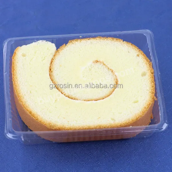 Custom Plastic Transparent White Swiss Roll Cake Container Portable Cake Swiss Roll Insert Boxes