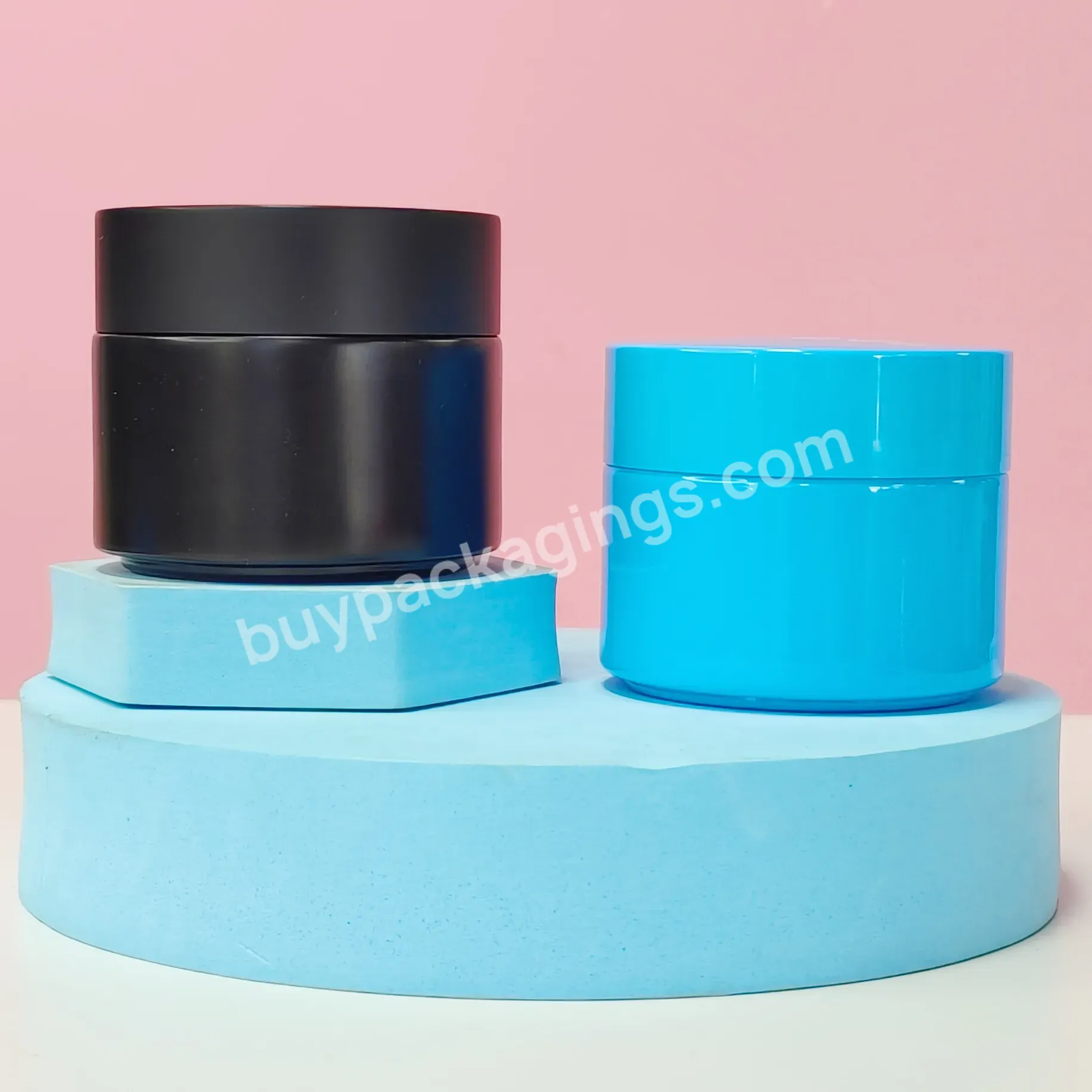 Custom Popular Painting Matte Color Forested Blue Black 15g 1oz 50g 100g Cream Wide Mouth Container Glass Jar