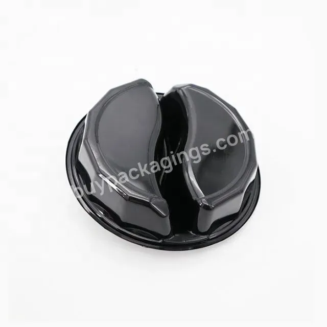 Custom Pp Black Round Togo Plastic Bowls With Divider Disposable Plastic Salad And Fruit Bowls With Lid