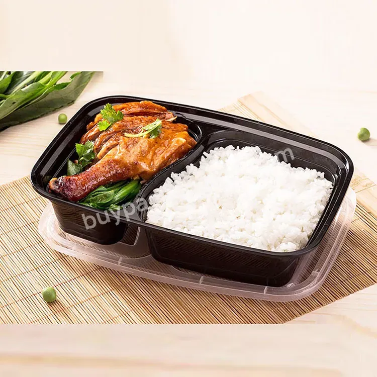 Custom Pp White Multi Compartment Meal Pre Food Container Plastic Disposable Bento Lunch Box With Lid