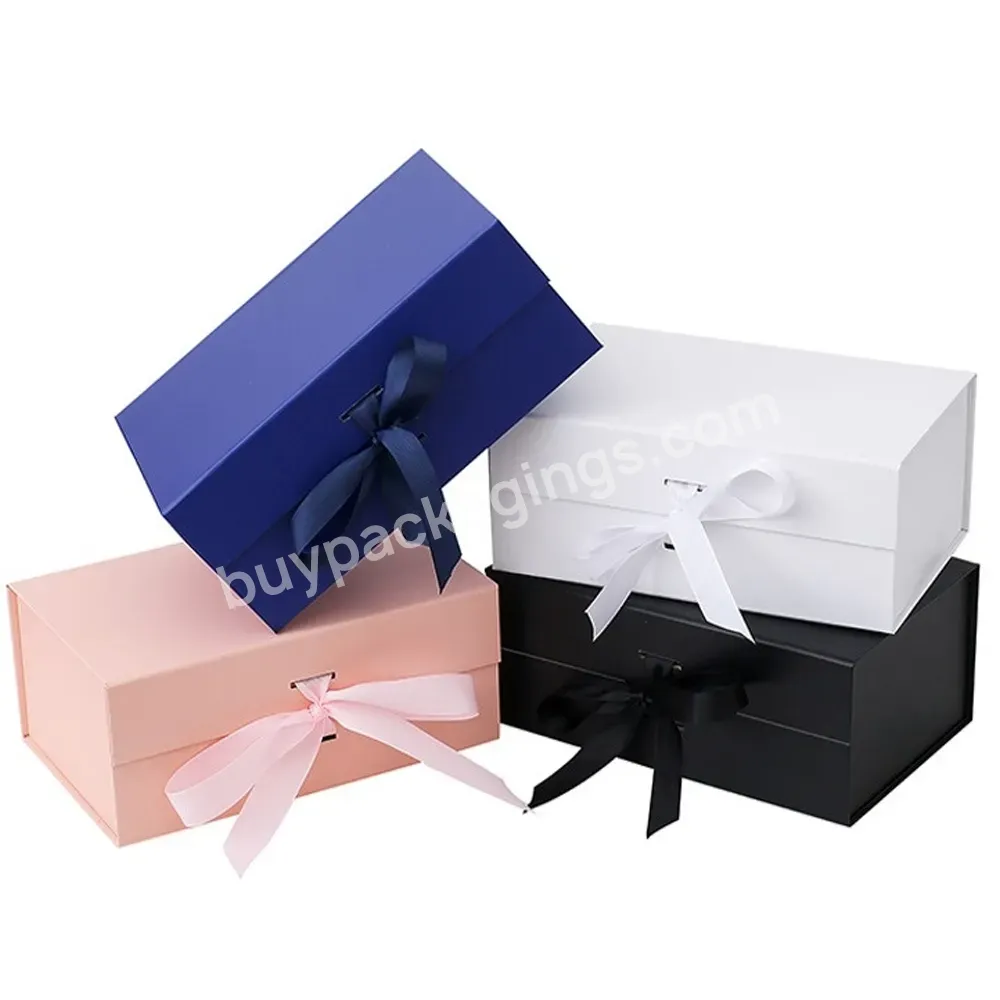 Custom Presents Birthday Packing Shipping Boxes Color Gift Box Cardboard Foldable Magnetic Lid Box With Ribbon 23*17*7cm