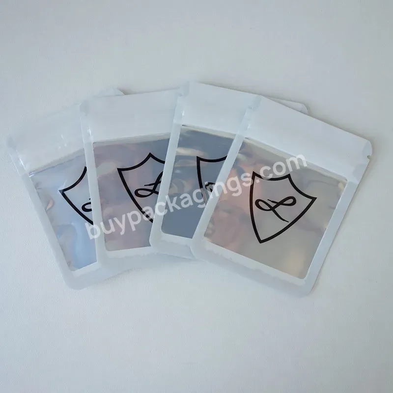 Custom Print 3 Side Seal Bag Mylar 3.5g Smell Proof Packaging Aluminum Foil Food Grade Clear Zipper Plastic Bags Holographic