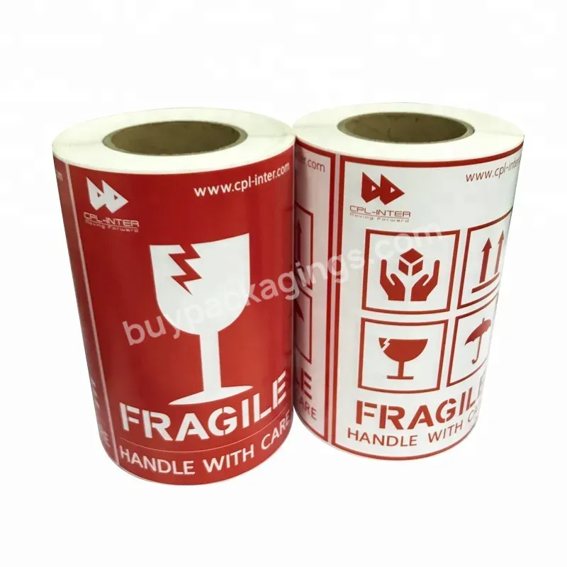 Custom Print Cardboard Packaging Fragile Labels Handle With Care Sticker