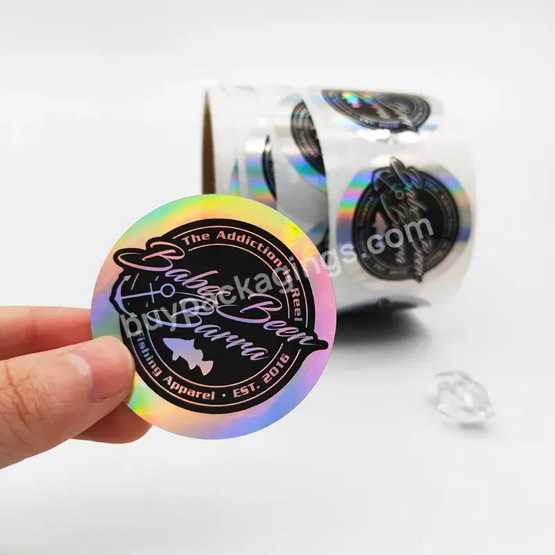 Custom Print Cheap Foil Hologram Hat Label Sticker Holographic Hats Label